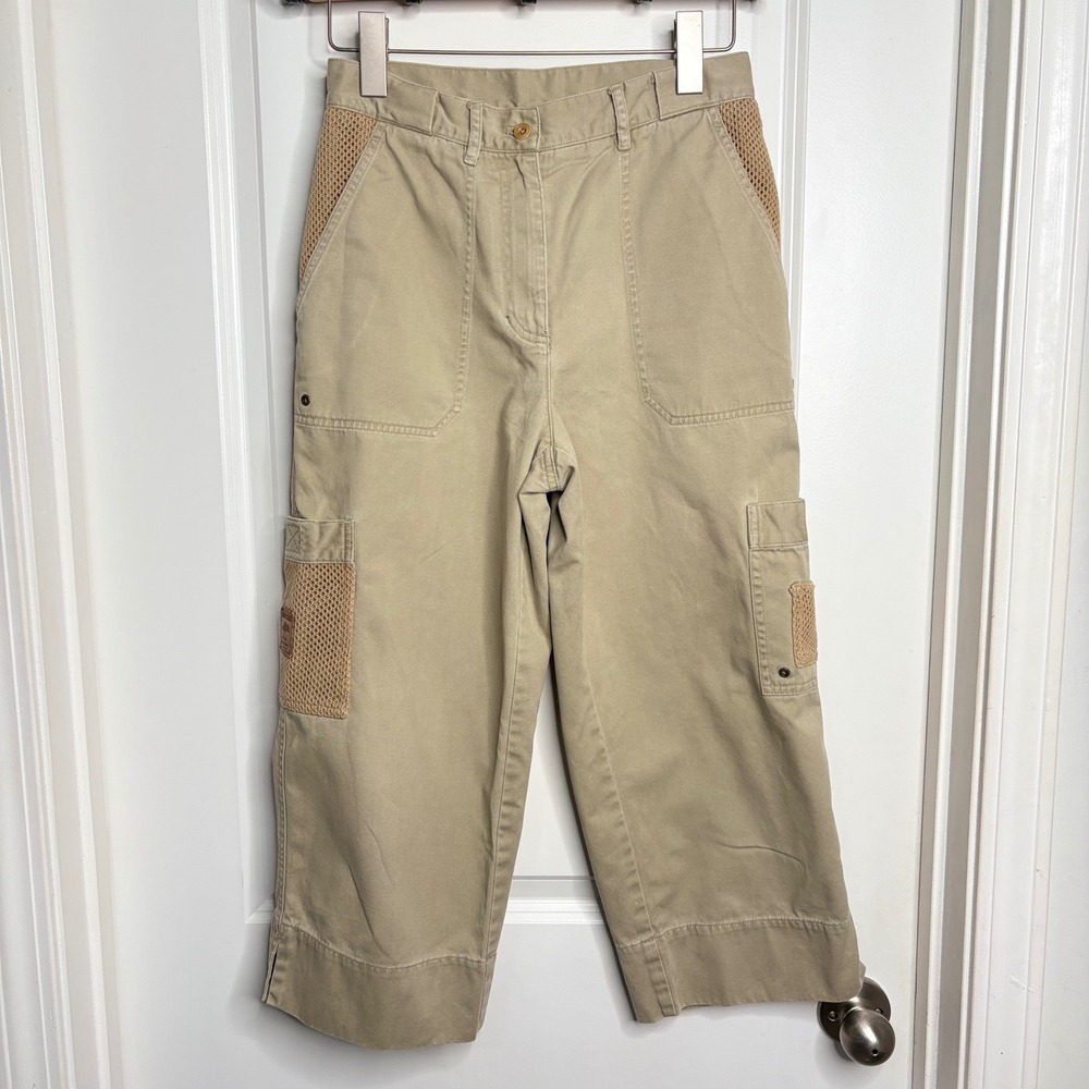 Y2K VTG Ralph Lauren Safari‎ Cargo Capri Pants Tan Khaki Utility Crop Women's 4